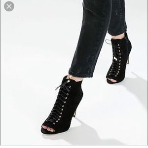 Zara laser cut peep toe booties !